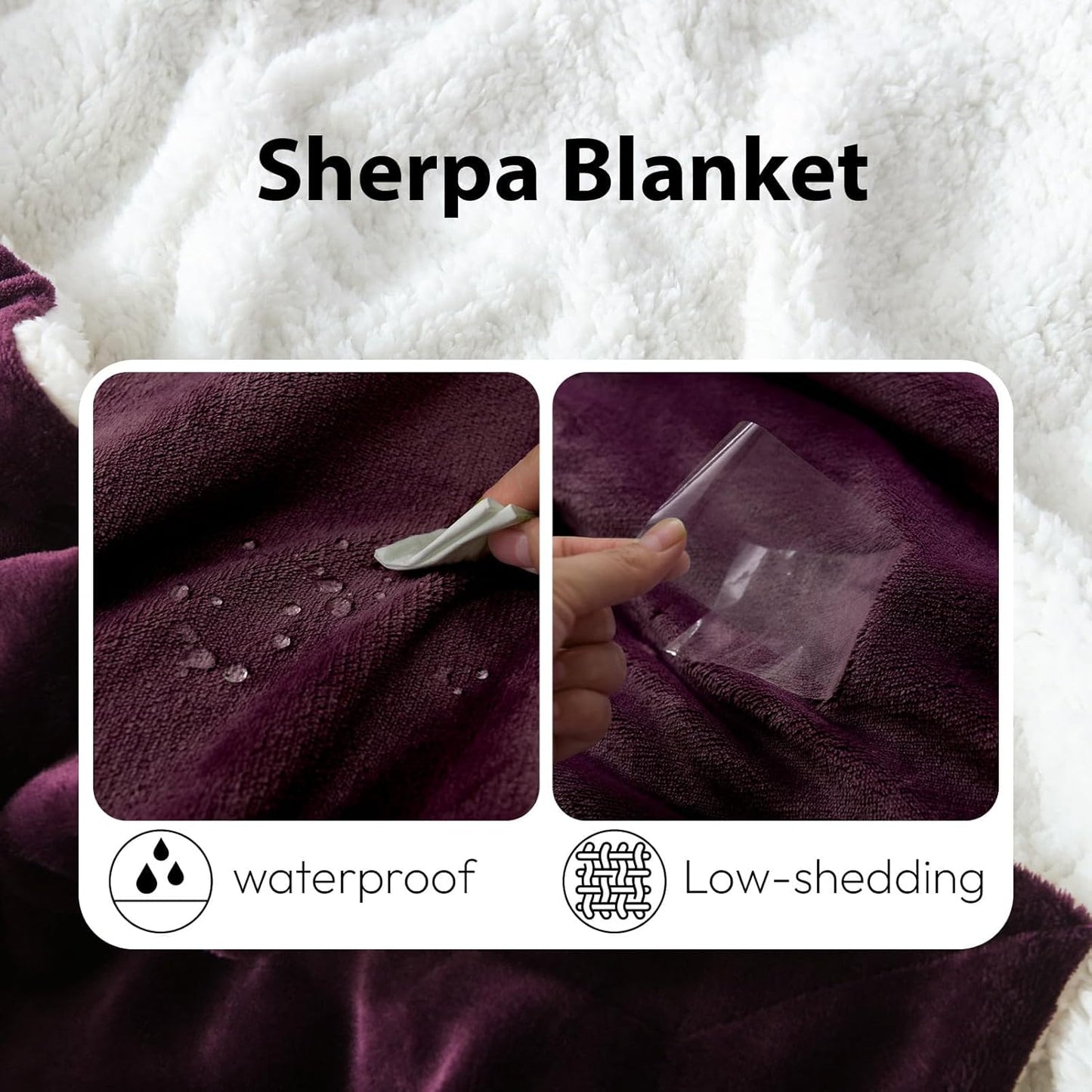 NANPIPER Sherpa Blanket Twin Size for Couch, Warm and Lightweight Throw, Soft Fuzzy Plush Fleece for Winter, Plum Purple 60x80 Inches