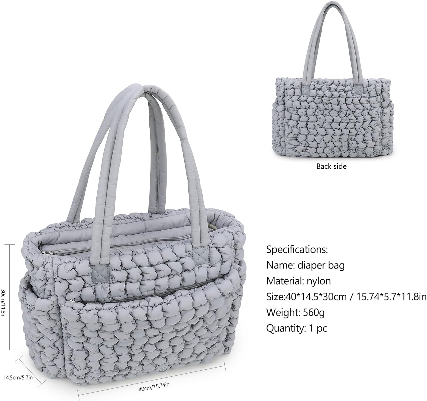 Lmbabter Puffer Quilted Tote Large Diaper Hobo Mommy Bag Hold 16“Laptop Stylish Cloud Handbag Carryall Daypack Travel Work
