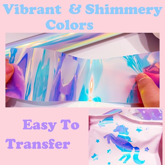 Holographic Heat Transfer Vinyl 10.5IN x 6FT Rainbow HTV Iron on Vinyl