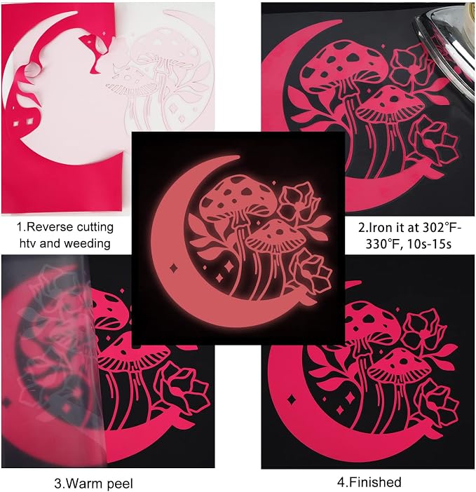 FUNKAKA Glow in The Dark Heat Transfer Vinyl Roll, Glow in The Dark HTV Vinyl