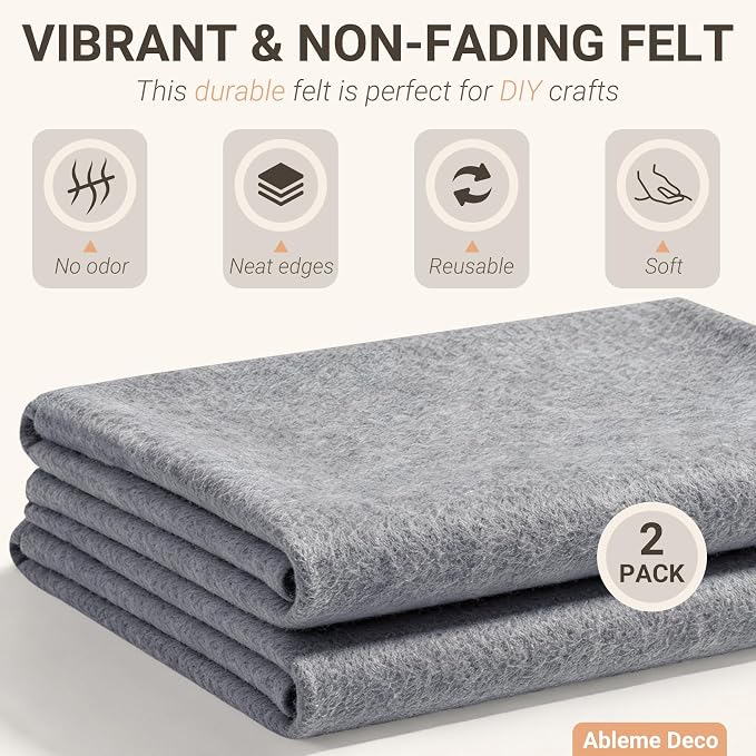 Felt Fabric Sheets 18" x 18" 1.6mm Soft Craft Felt, Heather Grey | Soft Precut