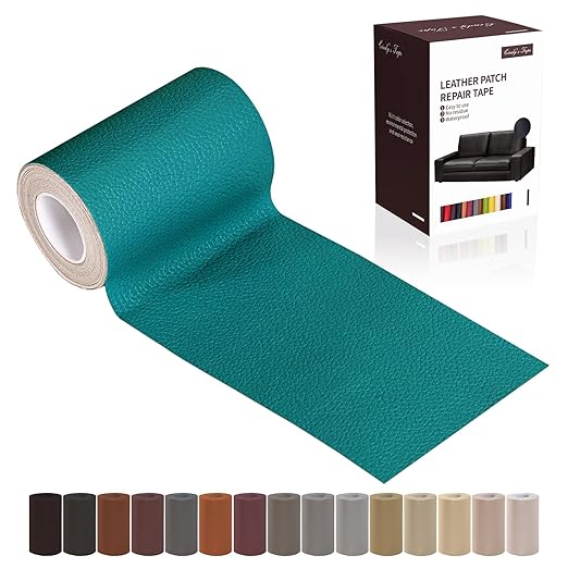 Leather Repair Patch Tape, Peacock Green 3 x 61 Inches Self Adhesive Leather