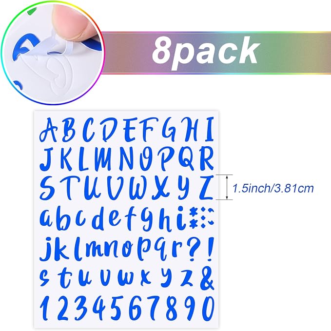 Outus 576 Pcs 8 Sheets Letters Stickers Vinyl Alphabet Number Decals Back to