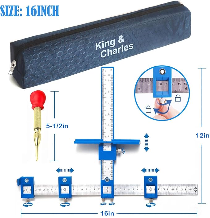 King&Charles Cabinet Hardware Jig & Automatic Center Punch Set. | Avoid Jitter