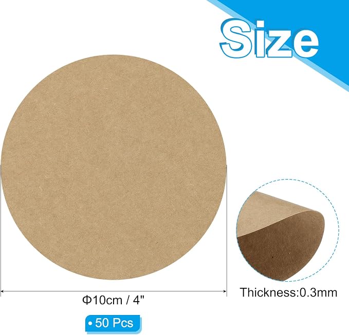 PATIKIL 4inch Circle Card Stock, Kraft Color