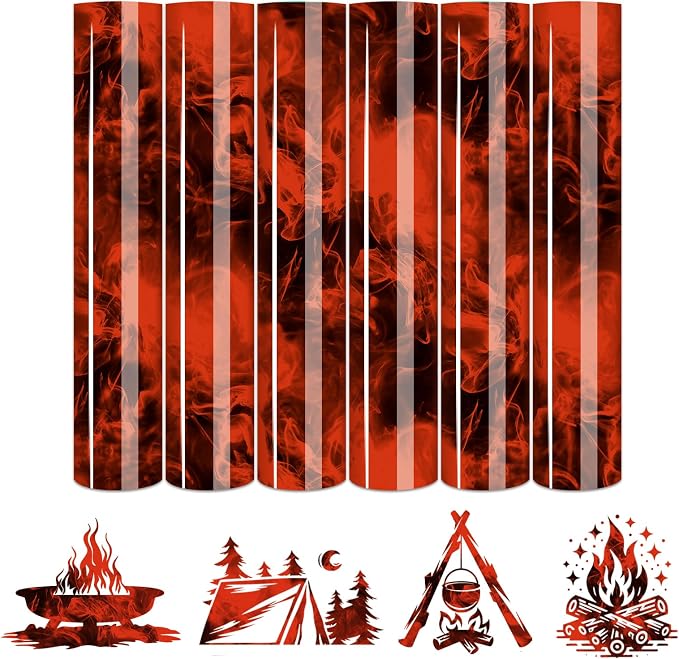 Tintnut Red Black Flame Heat Transfer Vinyl, stretch washable, suitable