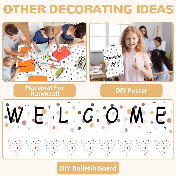 Qyeahkj Boho Dot Bulletin Board Paper Roll Boho Polka Dot Bulletin Board