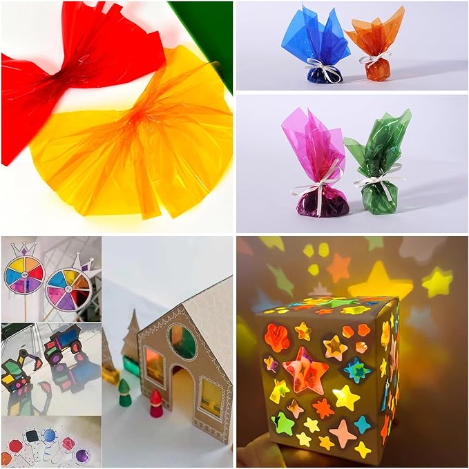LUORNG 120 Pieces Colored Cellophane