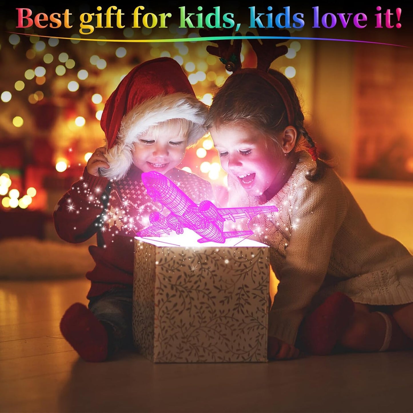 Airplane Night Light, 3D LED Illusion Night Lamp for Boys - Aircraft Themed Bedroom Lamps, Optical Illusion Lamp with Remote Control, Perfect for Kids' Room Décor, Cool Gifts for Airplane Lovers