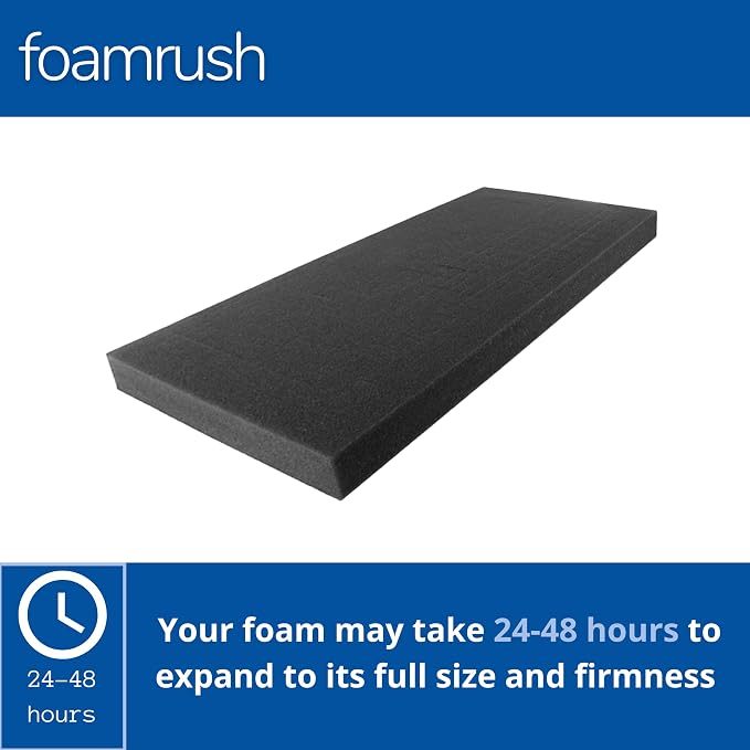 FoamRush 1"x 36" x 36" Charcoal Square Foam Cushion Replacement, Upholstery Foam