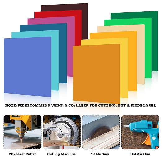 12 Pcs Acrylic Sheets 8 x 8 Inch Colored Cast Acrylic Panels, Opaque Plastic