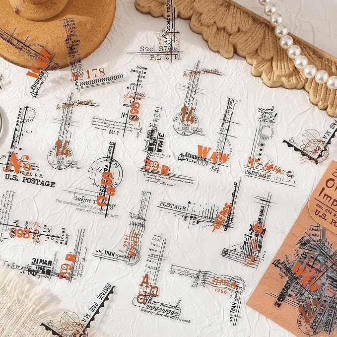 180PCS Vintage Transparent Border Landscape Scrapbooking Stickers