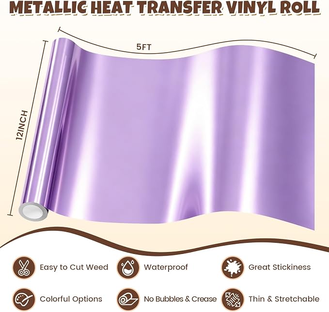 Purple Metallic Foil Iron On Vinyl Roll