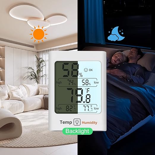 SZHLUX Digital Hygrometer & Thermometer - Accurate Indoor Humidity & Temperature Monitor with Rapid Refresh for Home, Bedroom, Office & Greenhouse