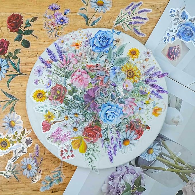 100 Pcs Natural Flower Stickers