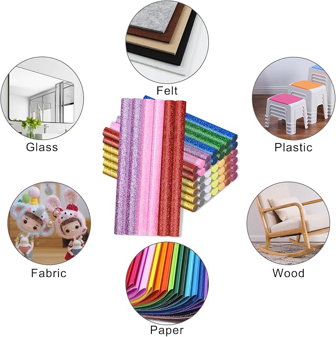 Manarty Glitter Color Hot Glue Stick, Adhesive EVA Glue Sticks Standard