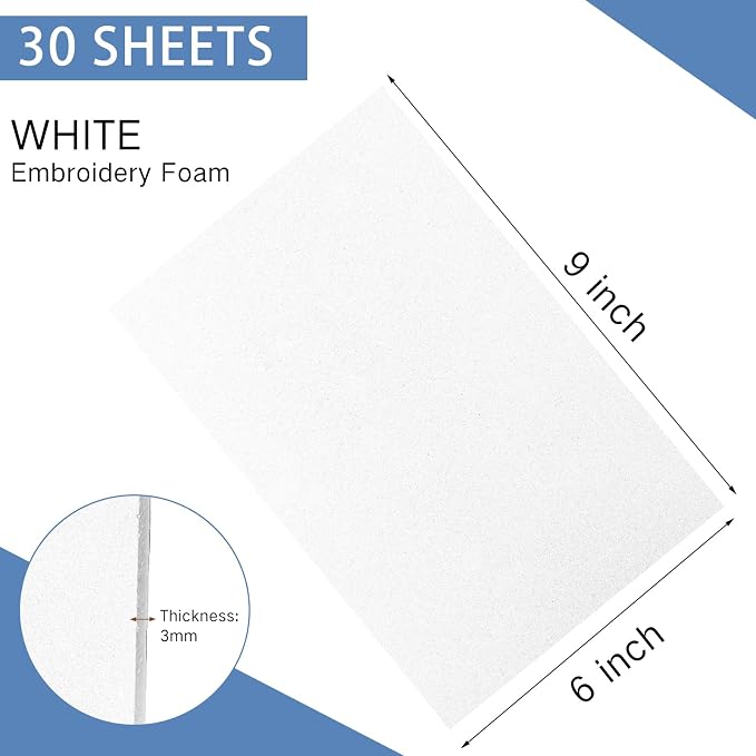 Innconee 30 Pcs Embroidery Foam 3D 3mm EVA Puffy Foam Sheets