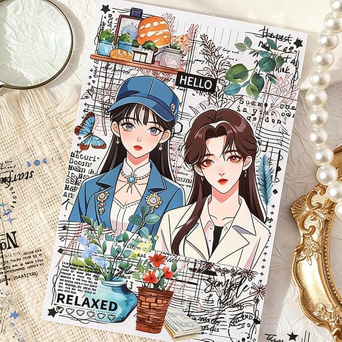 180PCS Vintage Transparent Border Landscape Scrapbooking Stickers