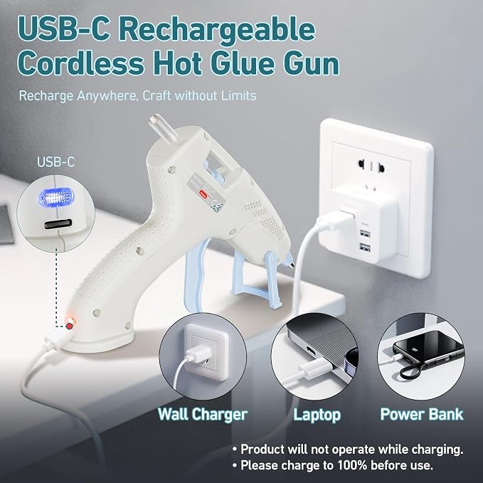 Cordless Hot Glue Gun, 20W Hot Glue Gun