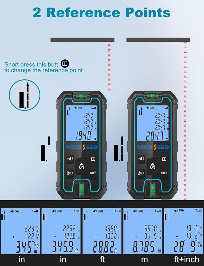 Laser Measuring Tool 165 Feet, RockSeed Portable Laser Measure, Digital
