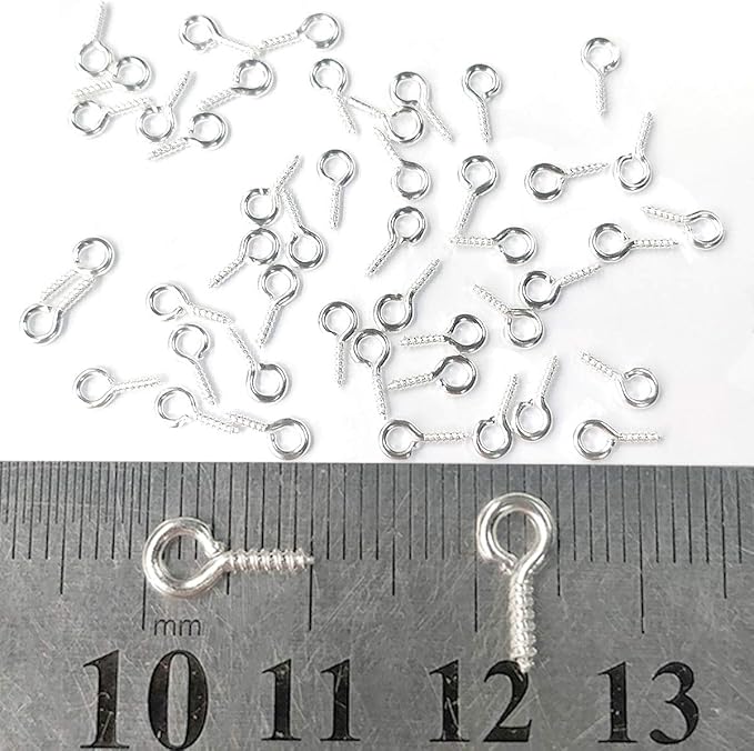 300PCS Mini Screw Eye Pin Pegs, 10 x 5mm Hooks, Self-Tapping Screws
