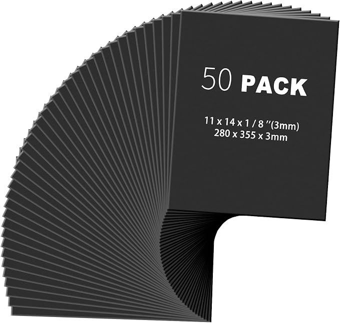 Frienda 50 Pack Black Foam Board Foam Poster Boards 11 x 14 Inch