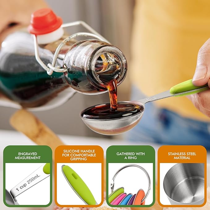 HOTEC 10-Pack Measuring Cups &Spoons Set, Kitchen Gadagets Cooking Baking