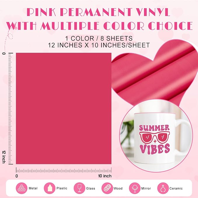 Tintnut Amaranth Permanent Vinyl 8 Sheets 12''x10'' Adhesive Vinyl | Solid