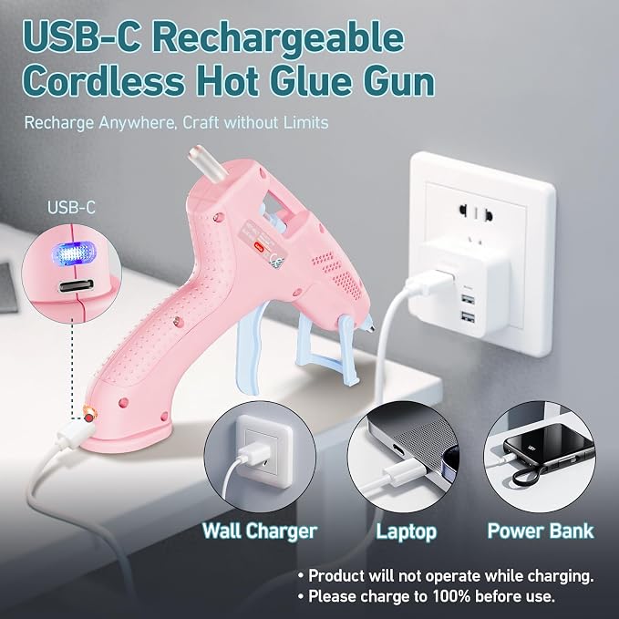Cordless Hot Glue Gun, 20W Hot Glue Gun