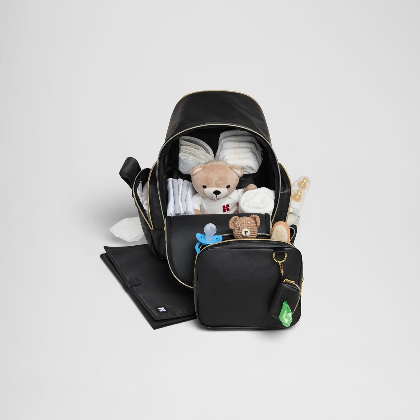 HUGGIES Signature Hug Pack Diaper Backpack, Black Leather, One Size