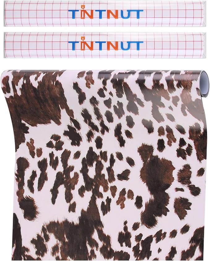 Tintnut Cow Print Permanent Vinyl Cowhide Adhesive Vinyl Roll 12in x 5ft |