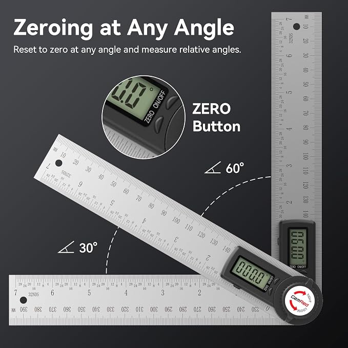 GemRed 82305 Digital Angle Finder GemRed Protractor Stainless steel 7inch 200mm