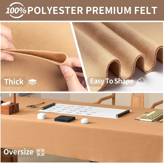 Tan Felt Fabric Sheet 72" X 36", 1.4mm Thick Large Soft Durable Flexible Craft