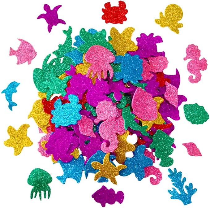 TTSAM Glitter Colorful Sea Animals Shapes Foam Stickers Self Adhesive Craft