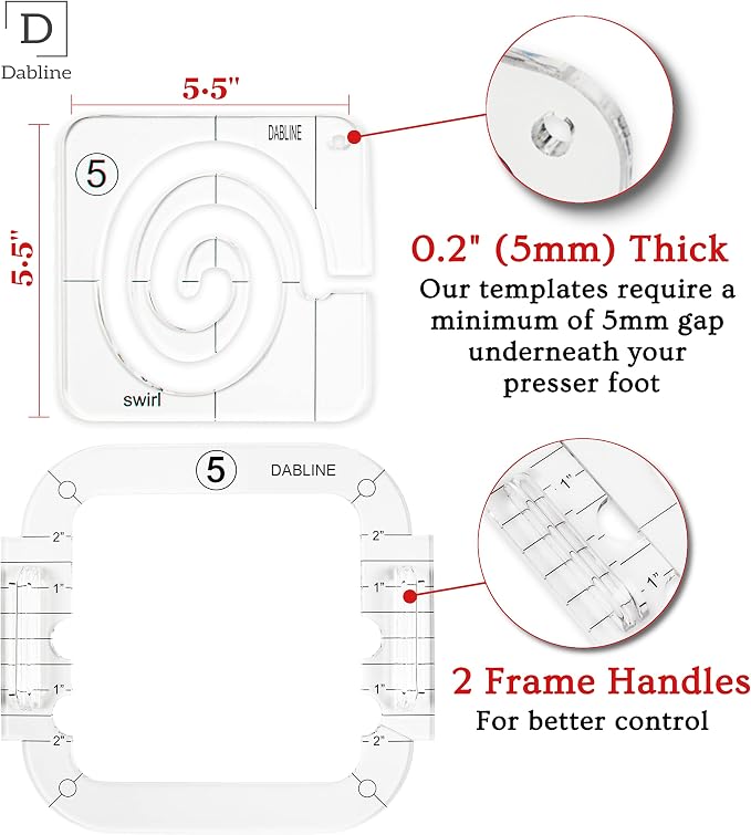 DABLINE 13 PCs Quilting Template Set Includes 8 Quilting Templates, Quilting
