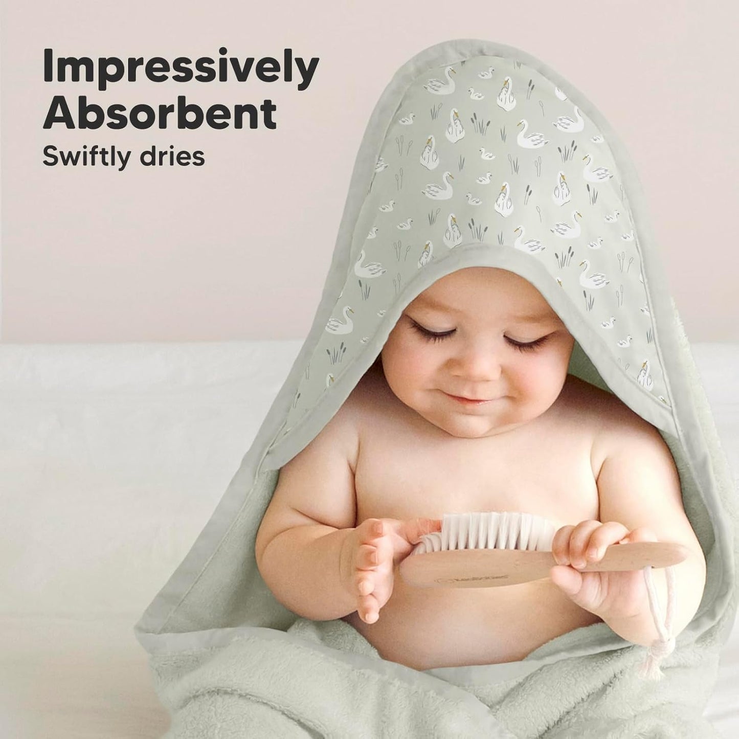 KeaBabies Hooded Baby Towel for Newborn - Viscose Derived from Bamboo Large Baby Bath Towels with Hood for Boys, Girls, Toddler, Extra Absorbent & Soft Newborn Bath Essentials (Serenity, Regular)
