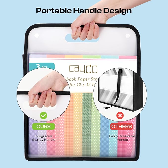 Caydo Scrapbook Paper Organizer, 3 Pack Expanding Paper Folio
