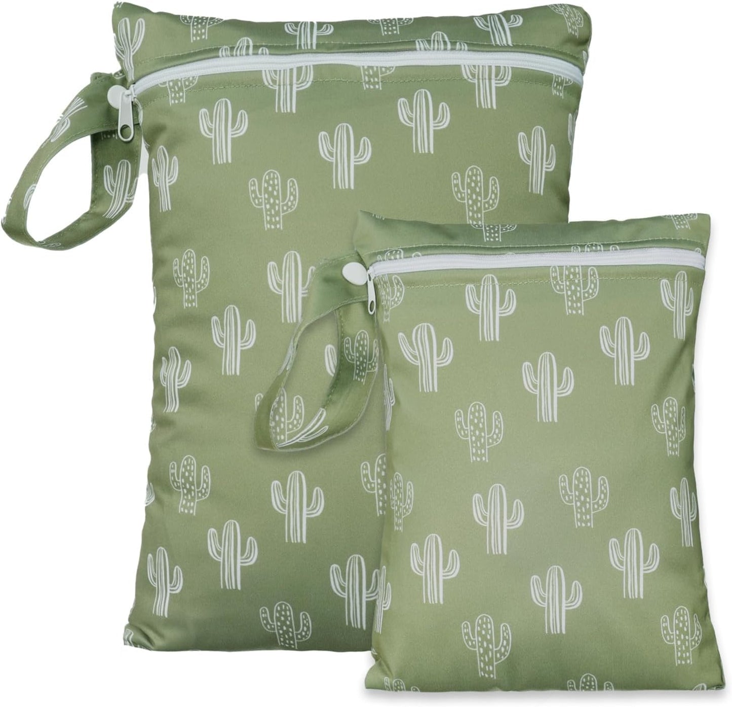 2 Sizes Wet Bags, Waterproof Storage Bag for Baby Diapers and Pump Parts, Reusable Diaper Bag with Zippered Pockets and Handle, Travel Bags, Beach, Pool, Gym Bag for Swimsuits & Wet Clothes, Set of 2