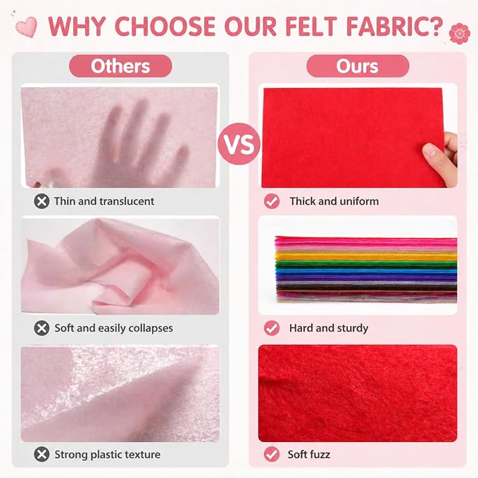 80 PCS Wool Blend Felt Sheets for Crafts 1 mm Thickness, 12 x 12 inches Felt