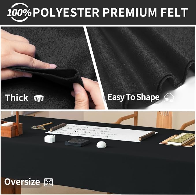 Black Fabric Sheet 72" X 36", 1.4mm Thick Large Soft Durable Flexible Craft