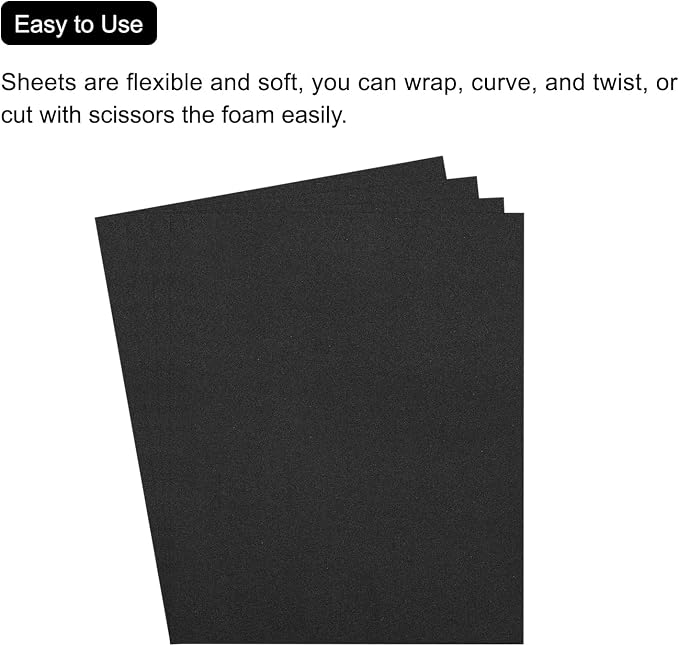 MECCANIXITY EVA Foam Sheets Black 19.7 Inch x 35.4 Inch 1mm Thick Crafts Foam