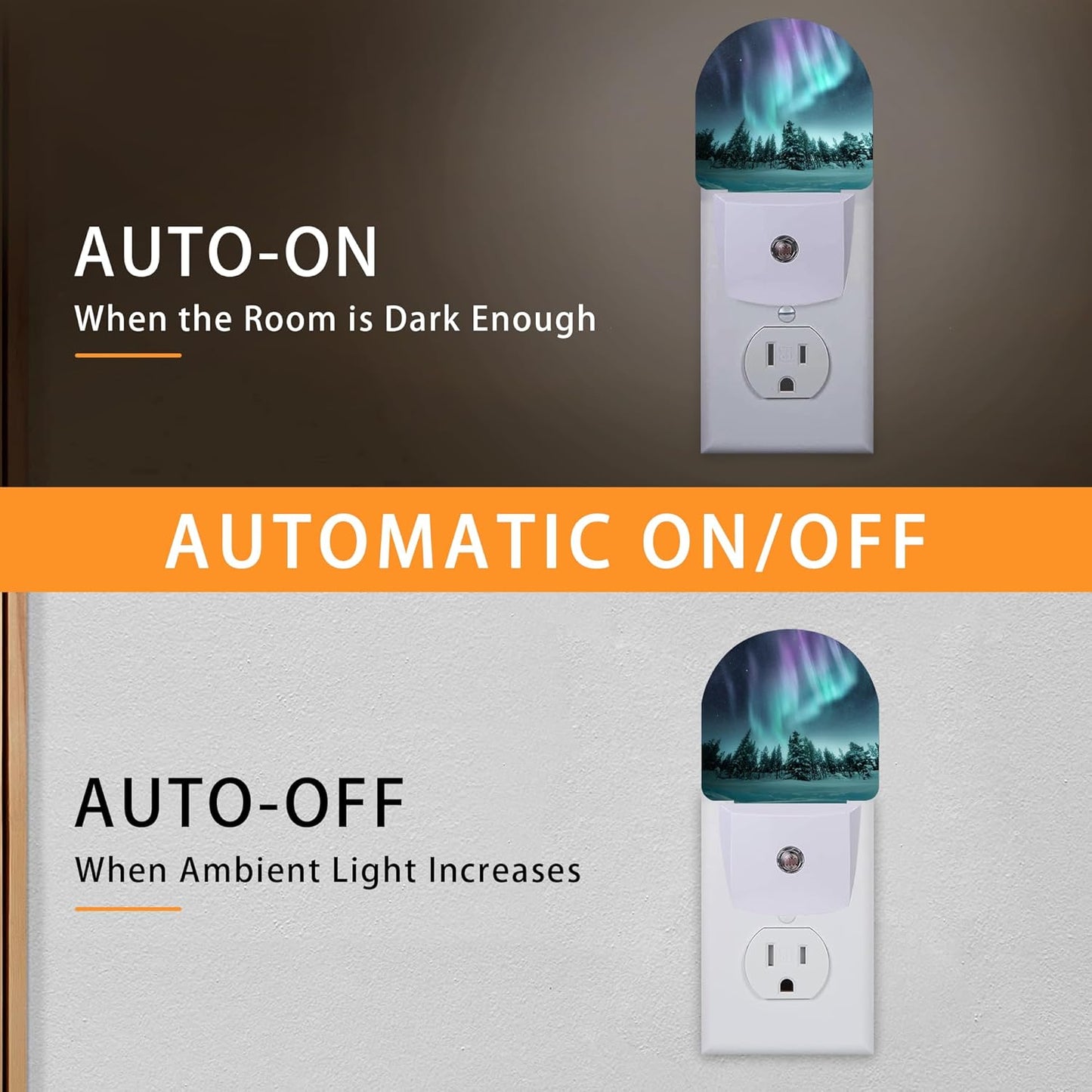 Aurora Forest Night Light - LED Wall Sconce for Bedroom, Bathroom, Hallway, Plug in Decorative Lighting, Gift Ready LED Wall Lamp for Women