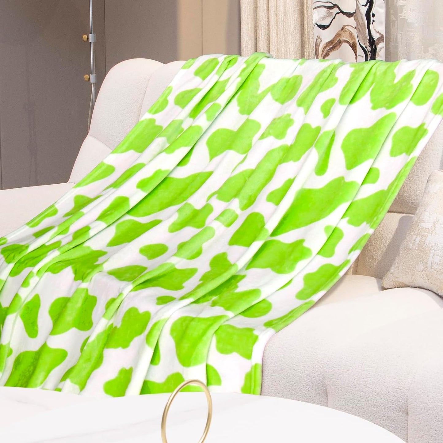 Lime Green Throw Blanket - Cozy Lightweight Fuzzy Fleece Throw for Couch, Bed, Sofa, Home Decor, Travel, Camping | Christmas Birthday Gifts for Girls, Women, Teens 50"x60"