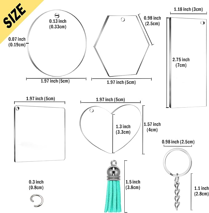 251PCS Blank Keychains for Vinyl, Acrylic Blanks Bulk