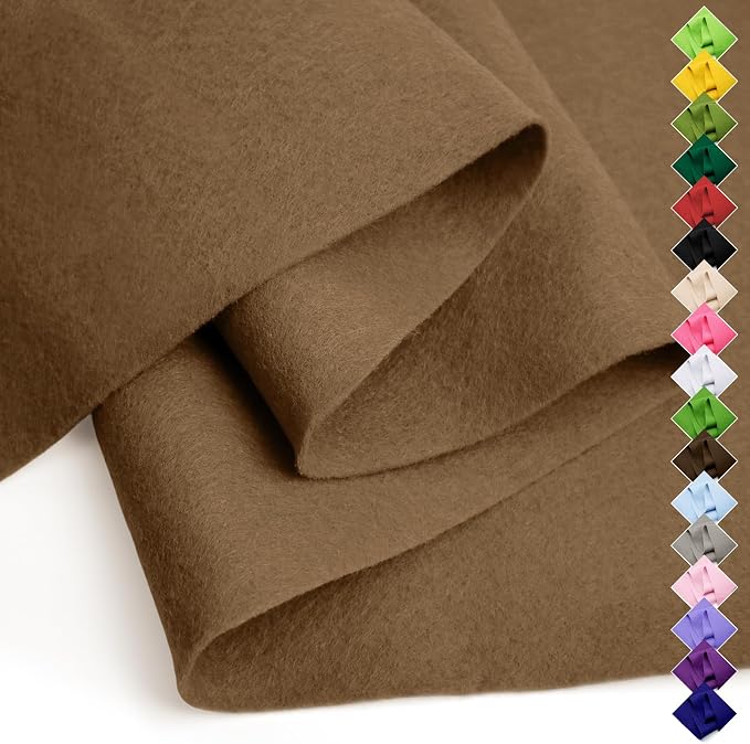 Soft Felt Fabric Sheet 18" x 36", 1.6mm Acrylic Craft Felt, Coffee | Soft Thick