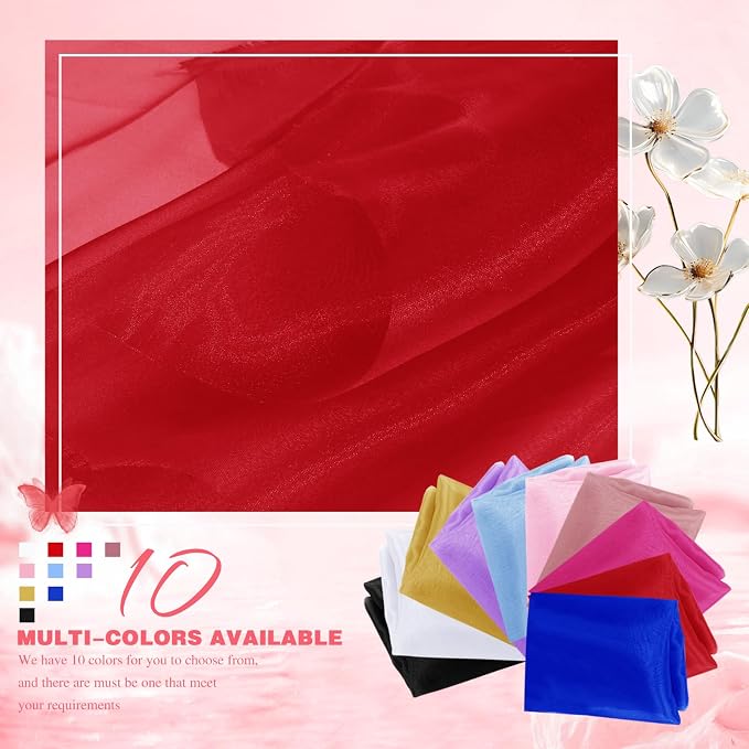 VACVELT Red Sheer Organza Fabric by The Yard 60" Wide | Semi-Transparent