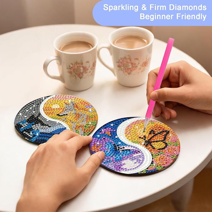 8-Pack Diamond Art Coaster Kit