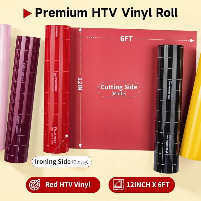 TECKWRAP Heat Transfer Vinyl for T-Shirts, 50+ Washes, REACH Certified & Dryer