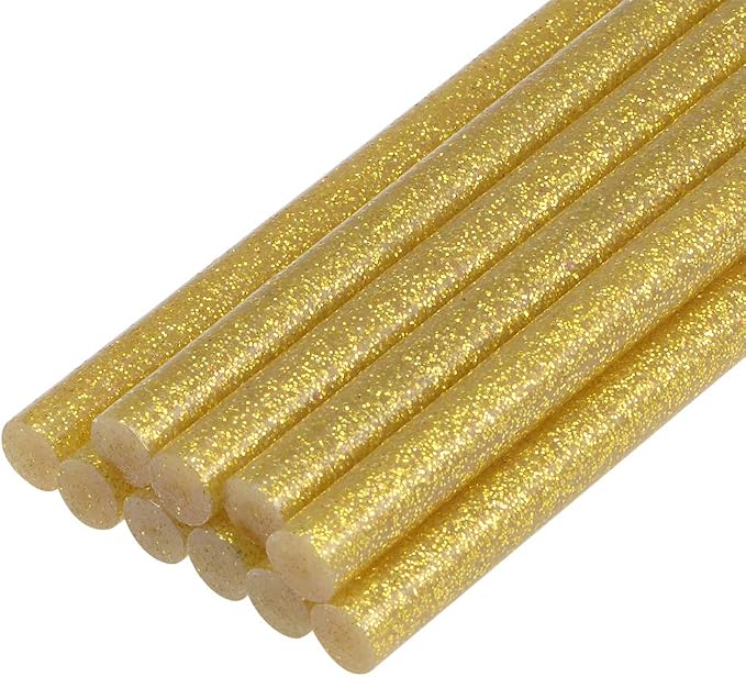 uxcell Mini Hot Glue Sticks for Glue Gun 0.27-inch x 4-inch Gold Glitter 10pcs