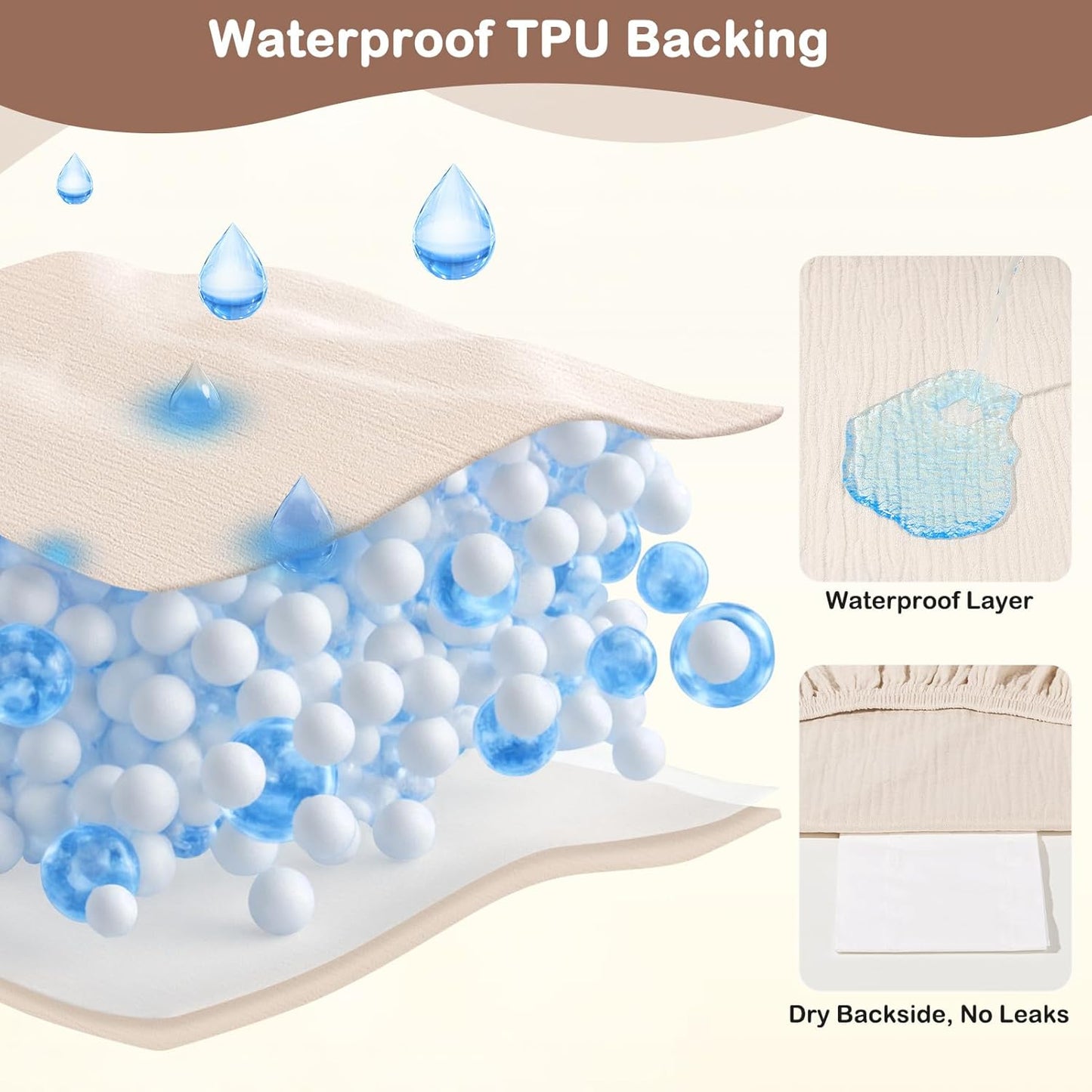 Basumee Muslin Changing Pad Cover Waterproof 2 Pack Baby Changing Table Covers for Boys and Girls Soft Breathable Nursery Diaper Change Table Cover Pad Fits 32"x16", Lvory and Brown